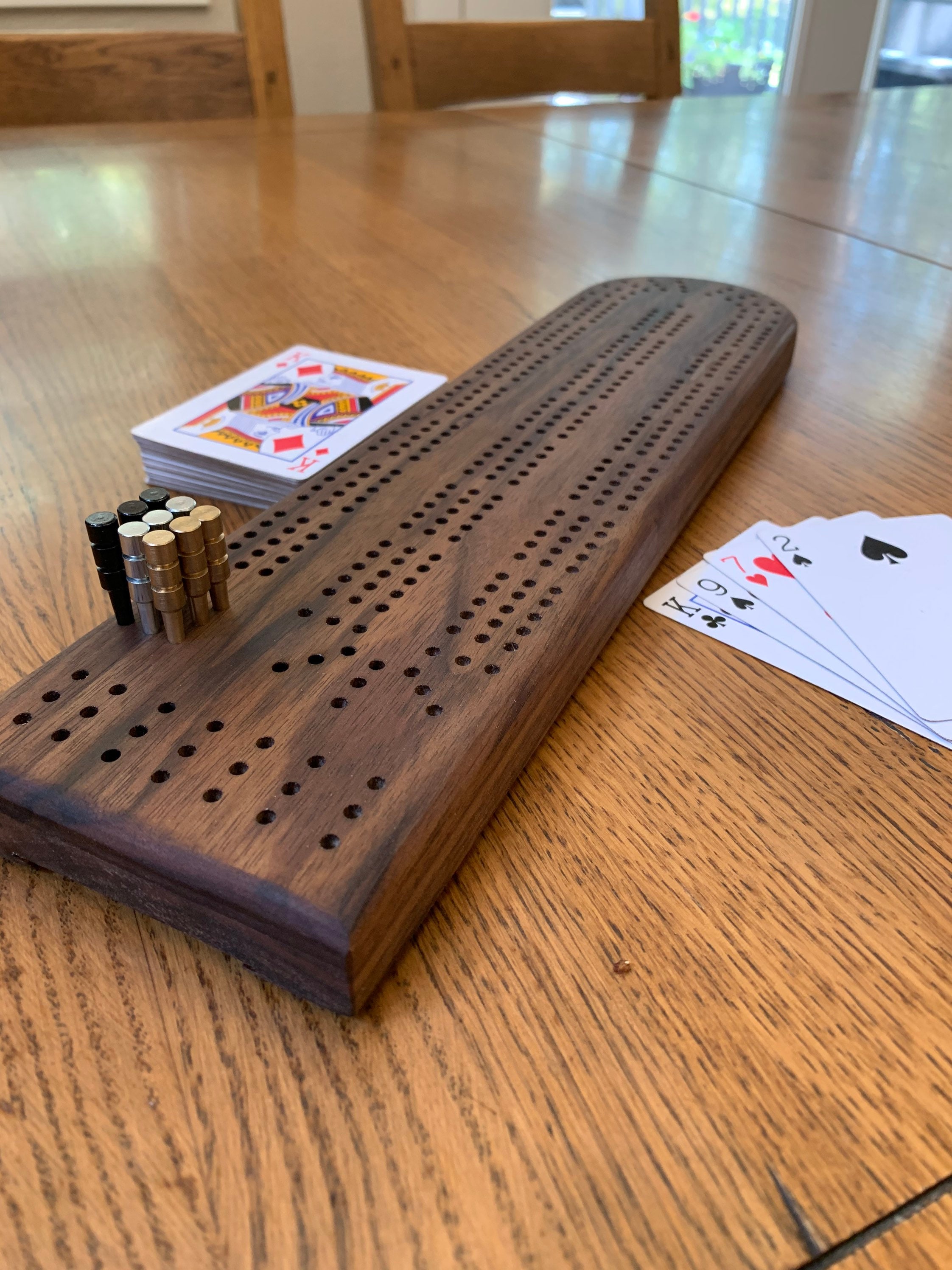 Handmade Walnut Cribbage Board 3player Peg storage Etsy