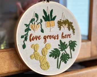 Broderie d’amoureux des plantes, Cadeau Needlepoint pour maman de plantes, Cadeau de fête des mères au point de croix, Broderie nature, Art de la fibre végétale, Œuvres d’art de jardin