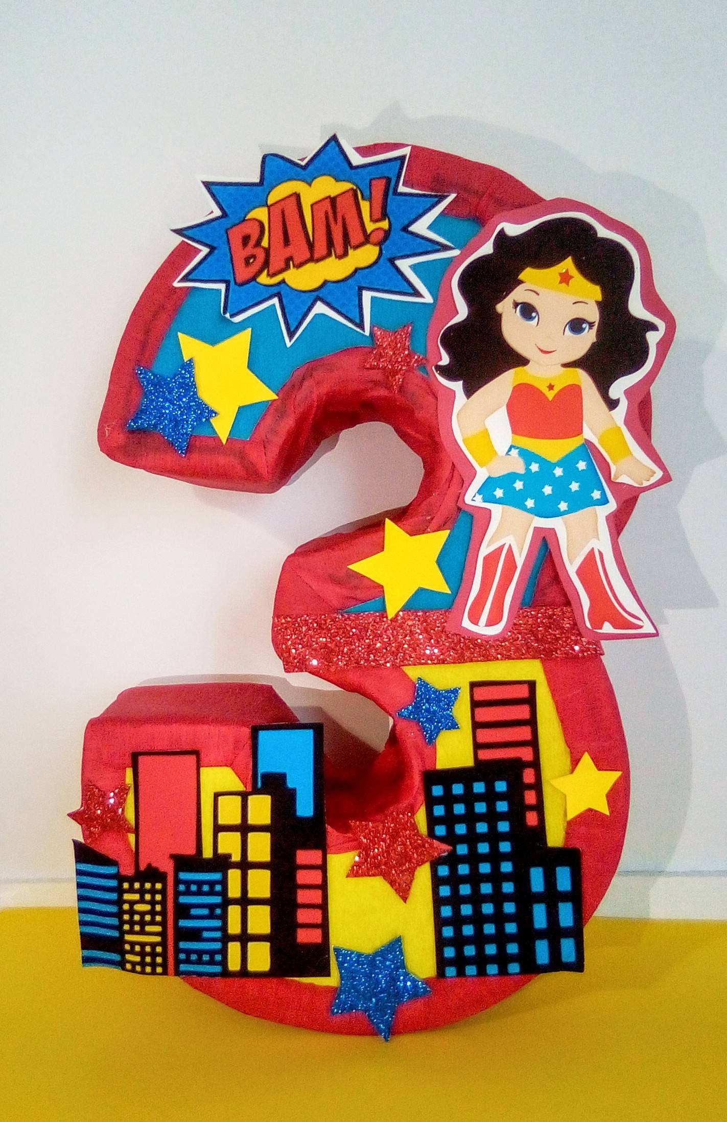 Superwoman Superhero Girls Pinata set Kids Smash Party Fun Stick Super S  Comic