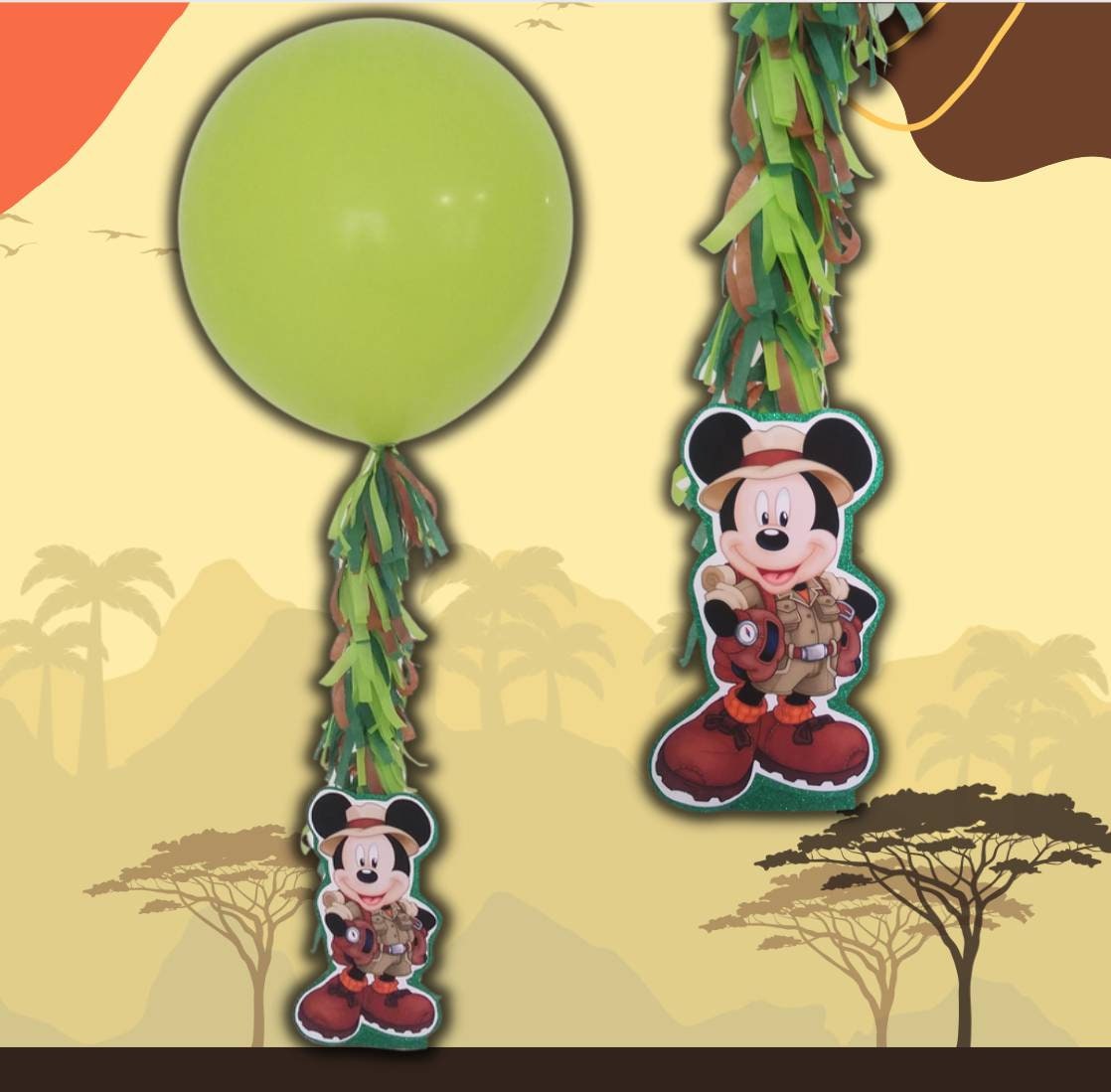 Mickey Safari birthday centerpiece Mickey mouse Safari Centerpiece Safari Mickey party decorations tassel balloon centerpiece