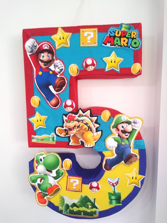 super Mario Bross number 5 pinata super mario birthday party mario and  luigi party mario kart pinata