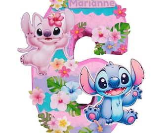 Stitch and Angel pinata stitch number pinata Angel and Stitch party Angel and Stitch birthday stitch decorations Angel Stitch