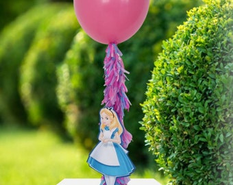 4 Alice in the Wonderland birthday centerpiece Alice in the Wonderland Centerpiece Alice in Wonderland party decorations tassel balloon