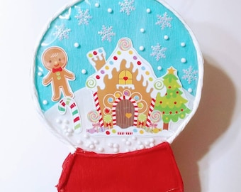 Gingerbread pinata snow globe pinata christmas pinata, kids christmas decorations, christmas party supplies, holiday party,