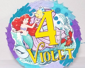 The little Mermaid pinata personalized Mermaid pinata Flounder pinata, the little mermaid birthday party flouder pinata Mermaid party