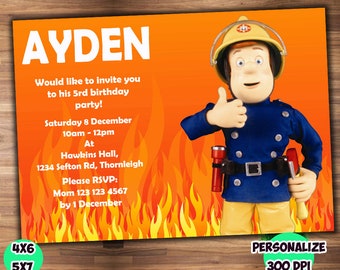 Fireman Sam Invite Etsy