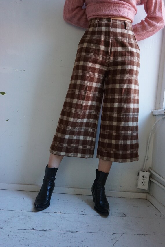 Wooly Plaid Highwaisted Culotte Trousers