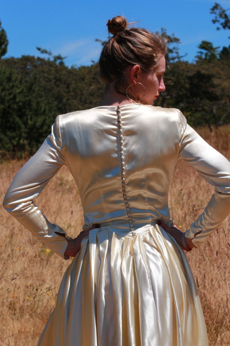 Vintage Shimmering Satin Wedding Gown