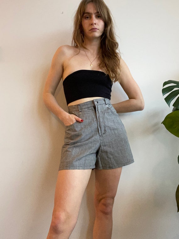 Black and White Linen Gingham Short / 29" Waist