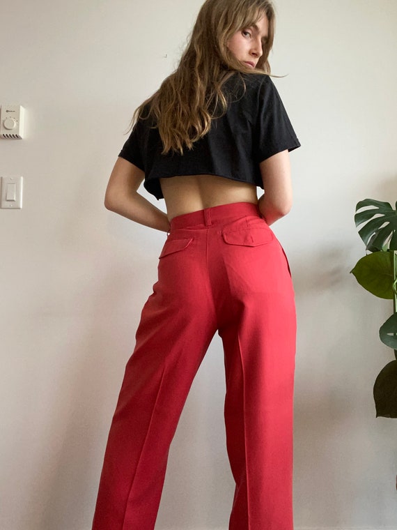 Poppy Red Pure Silk Trouser / 28" Waist