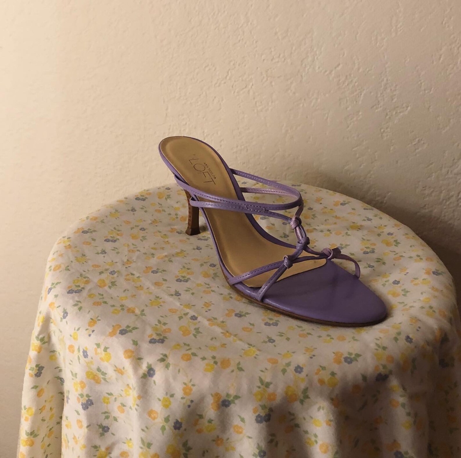 lilac heeled sandals