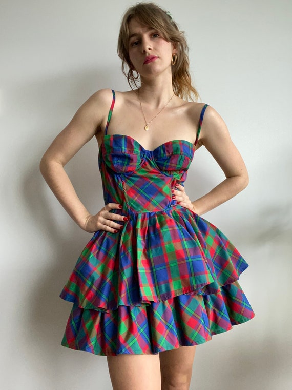 Ultra Plaid 00s Miss Sixty Party Dress / S