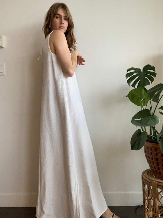 Textured Cotton Maxi Dress / L
