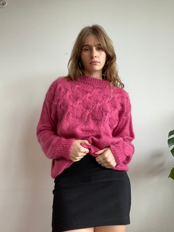Textured Pink Hand Knit Mohair Sweater / XS- L