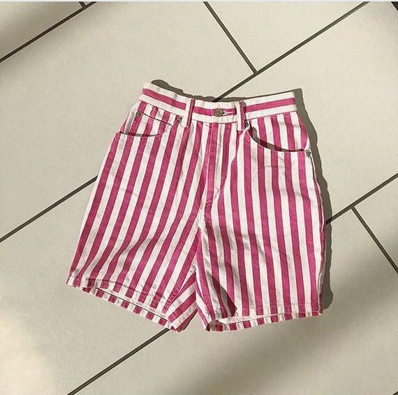 Pink Stripe Vintage Denim Short / 24" Waist