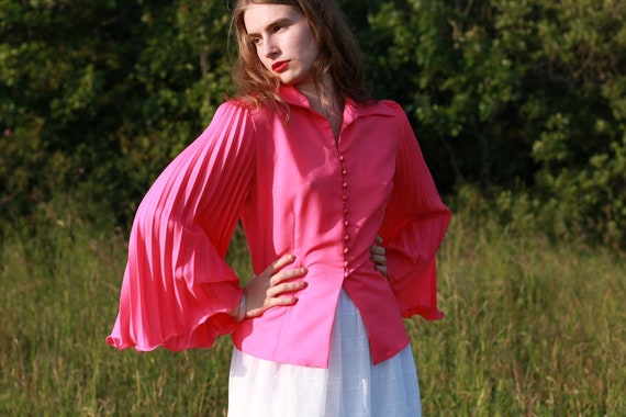 Pleated Strawberry Pink Blouse