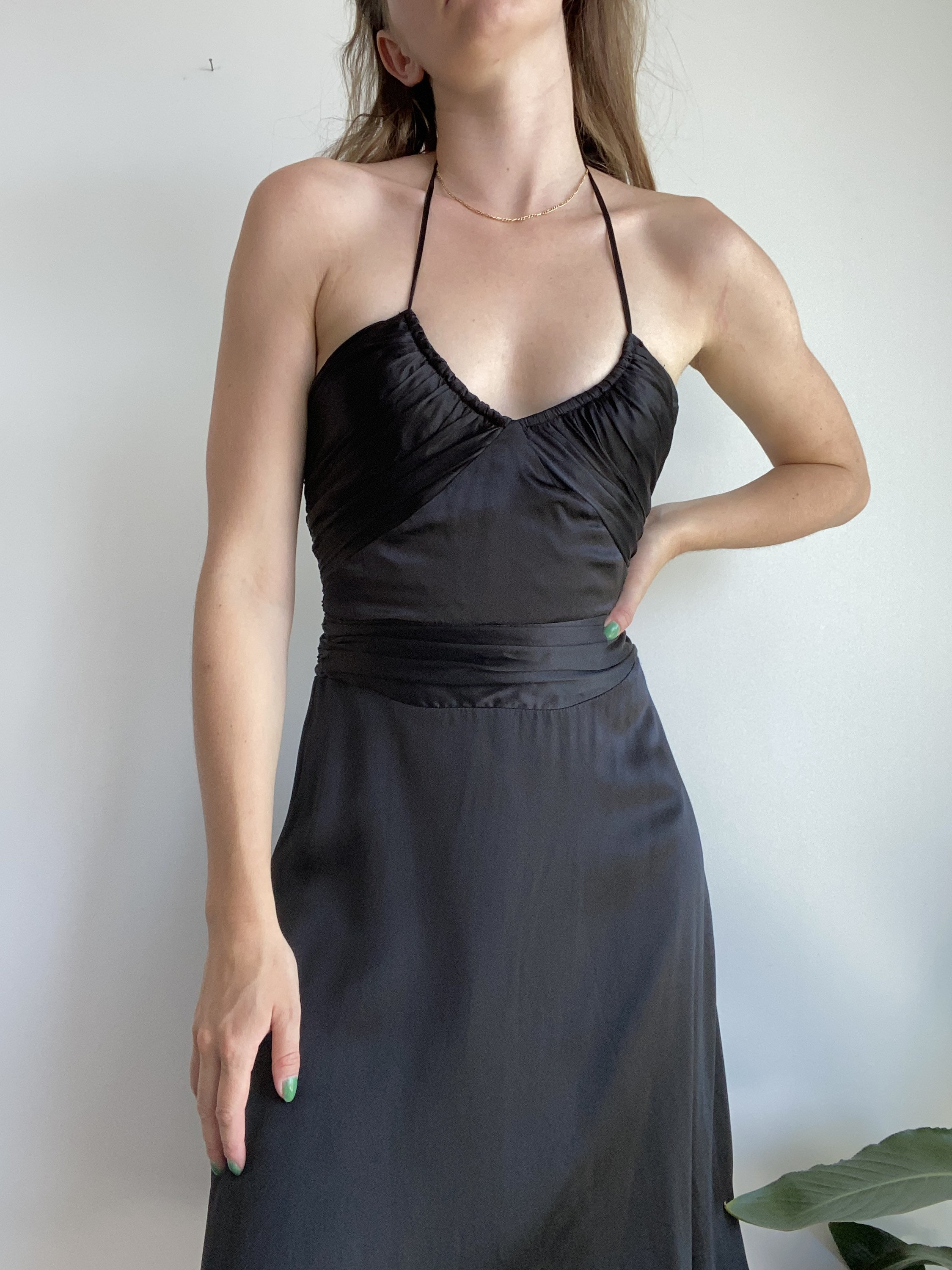 Y2K Vintage Silk Ruched Halter Dress / ExtraSmall Small Etsy