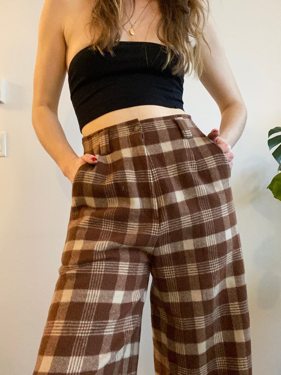 Wooly Plaid Highwaisted Culotte Trousers / 28” Wai