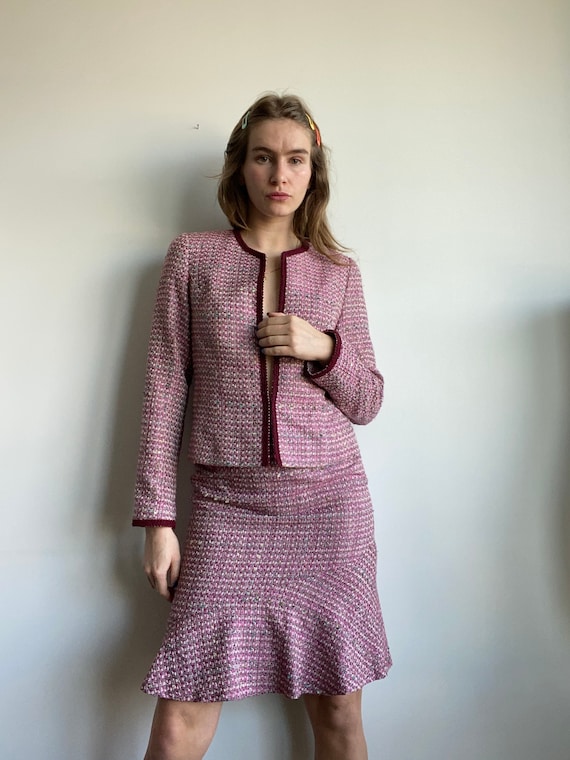 Clueless/ Chanel-esque Tweed Skirt Suit / 28" Wais