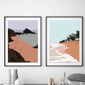 Abstract Beach Print, Coastal Prints, Beach Poster, Ocean Wall Art, Minimalist Sea Print, Modern Poster, Set Of 2 Prints, Abstract giclee