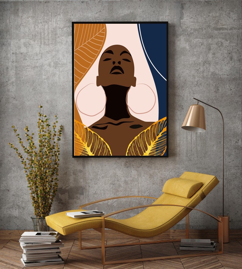 Abstract African Wall art print Black woman Art Minimalist