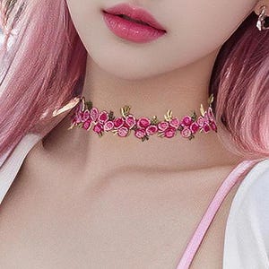 Bestickte Blumenspitze Choker Halskette, Romantische Vintage Handgemachte Brautschmuck