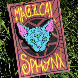 Sphynx Cat GLOW in the DARK Gold Plated Enamel Pin Cat Pins Mystical Creatures Witchy Gifts Occult Pins Magical Animals Enamel Pins