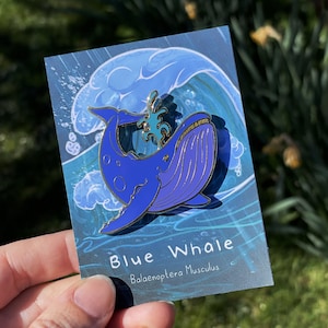 Blue Whale Hard Enamel Pin Gold Plated Enamel Pin Nautical Gift Colourful Enamel Pins Animal Gifts Mystical Creatures Twisted Squid