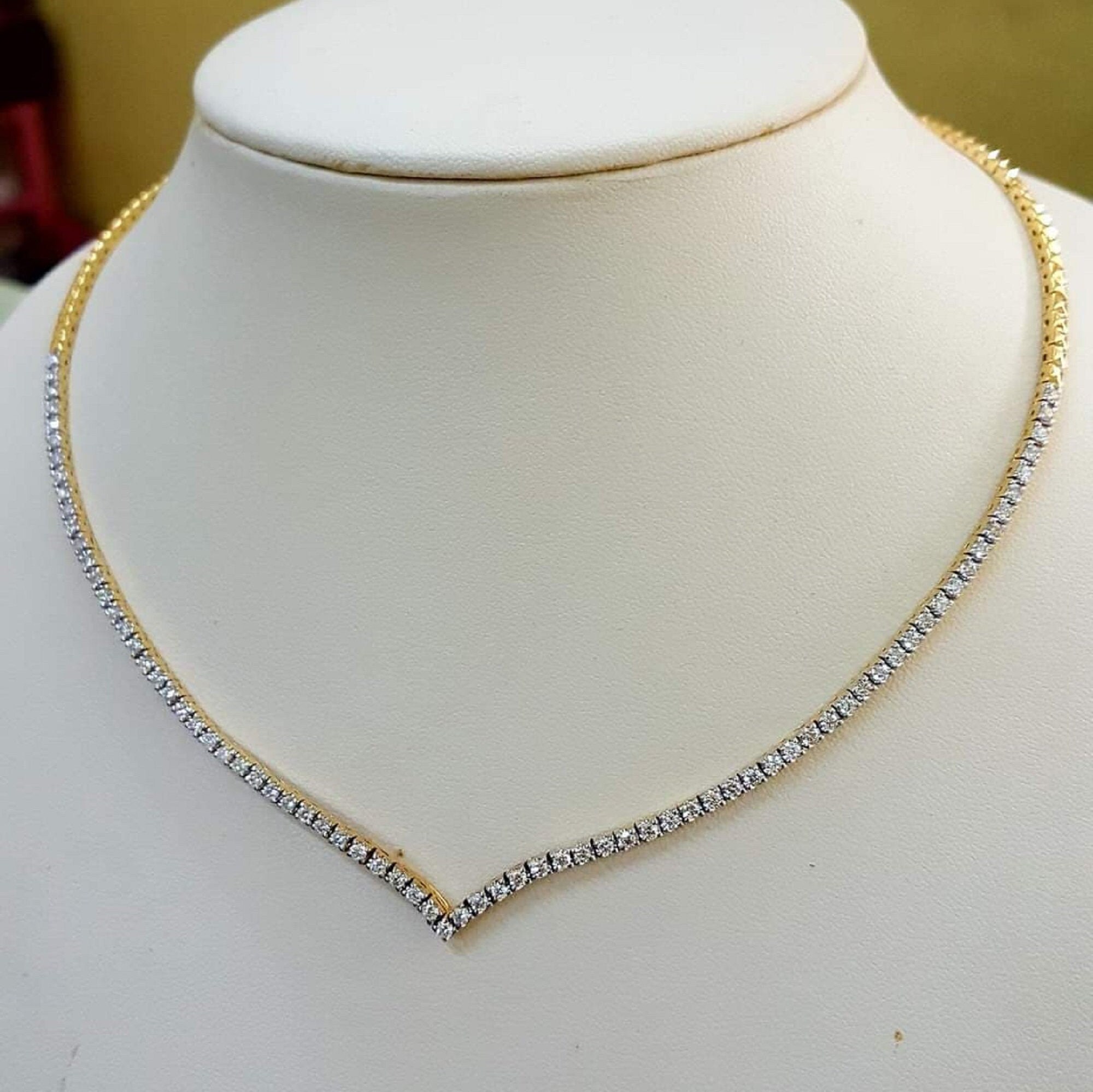 2 Ct Diamond Necklace V Shape Diamond Tennis Necklaces Best Women