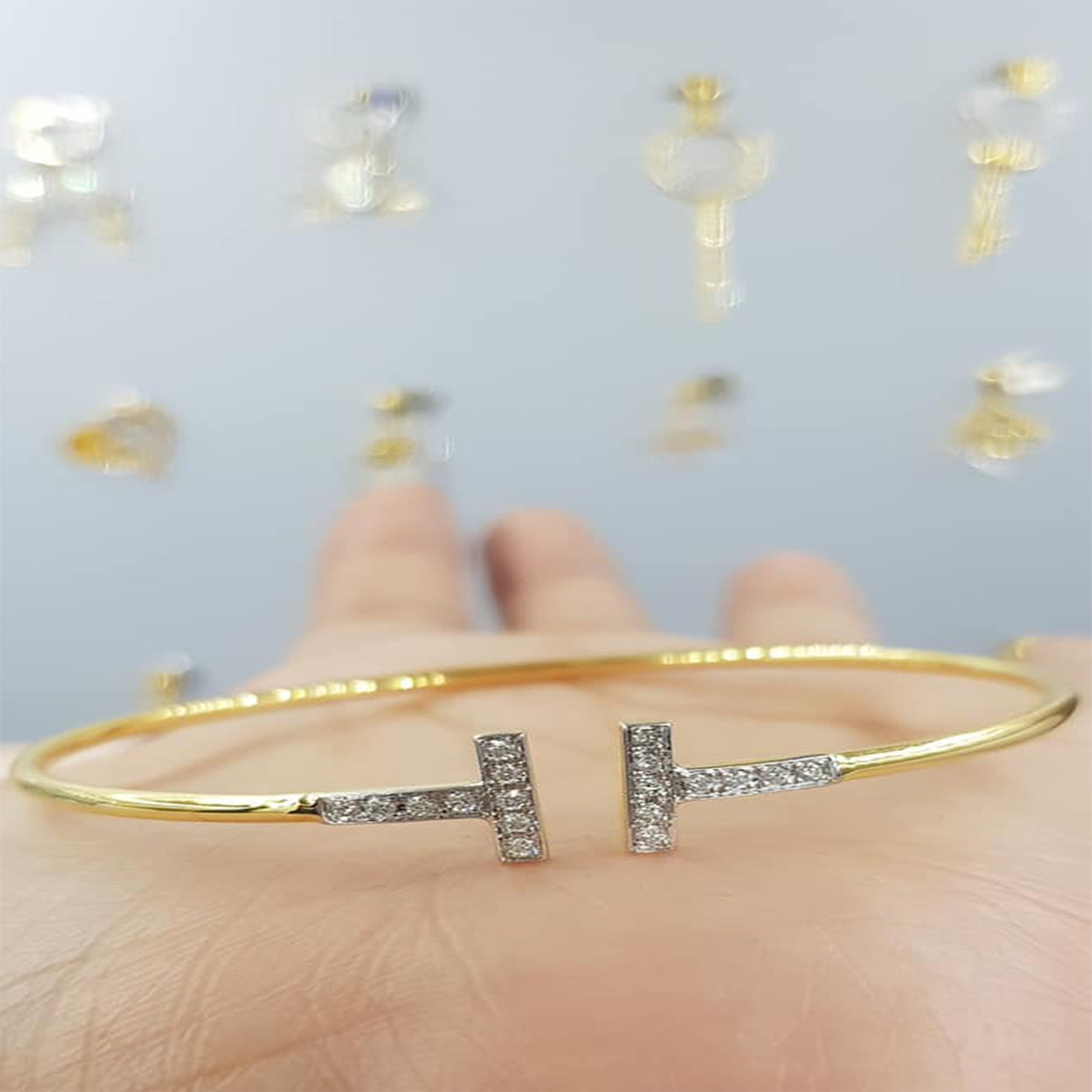 Diamond H Letter Women's Cuff Bangle Bracelet Fashion 9k Etsy