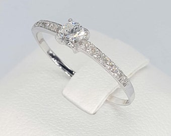 Diamond Ring Halo Hidden Setting 9K Gold White Gold, Promise Ring Solitaire Diamond Ring Graduation Gift
