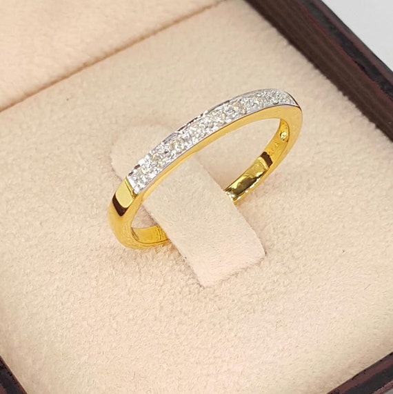 10K Yellow Gold Affordable Diamond Engagement Ring Wedding Band Trio Set  0.2ct 406893