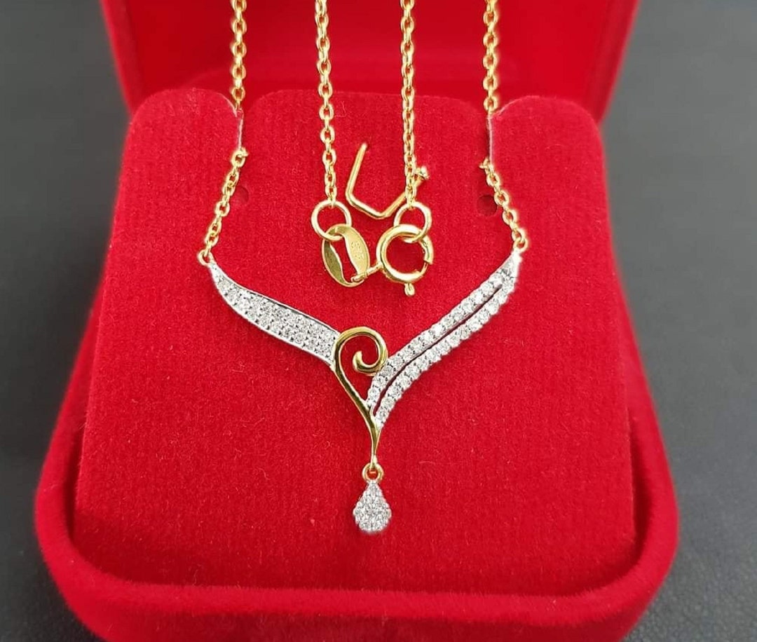 Diamond Necklace V Shape Drop Ladies Gold Necklace Diamond Etsy