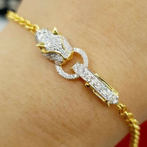 Real Diamond Jaguar Head Bracelet Daily Wearing for Powerful of Success and lucky