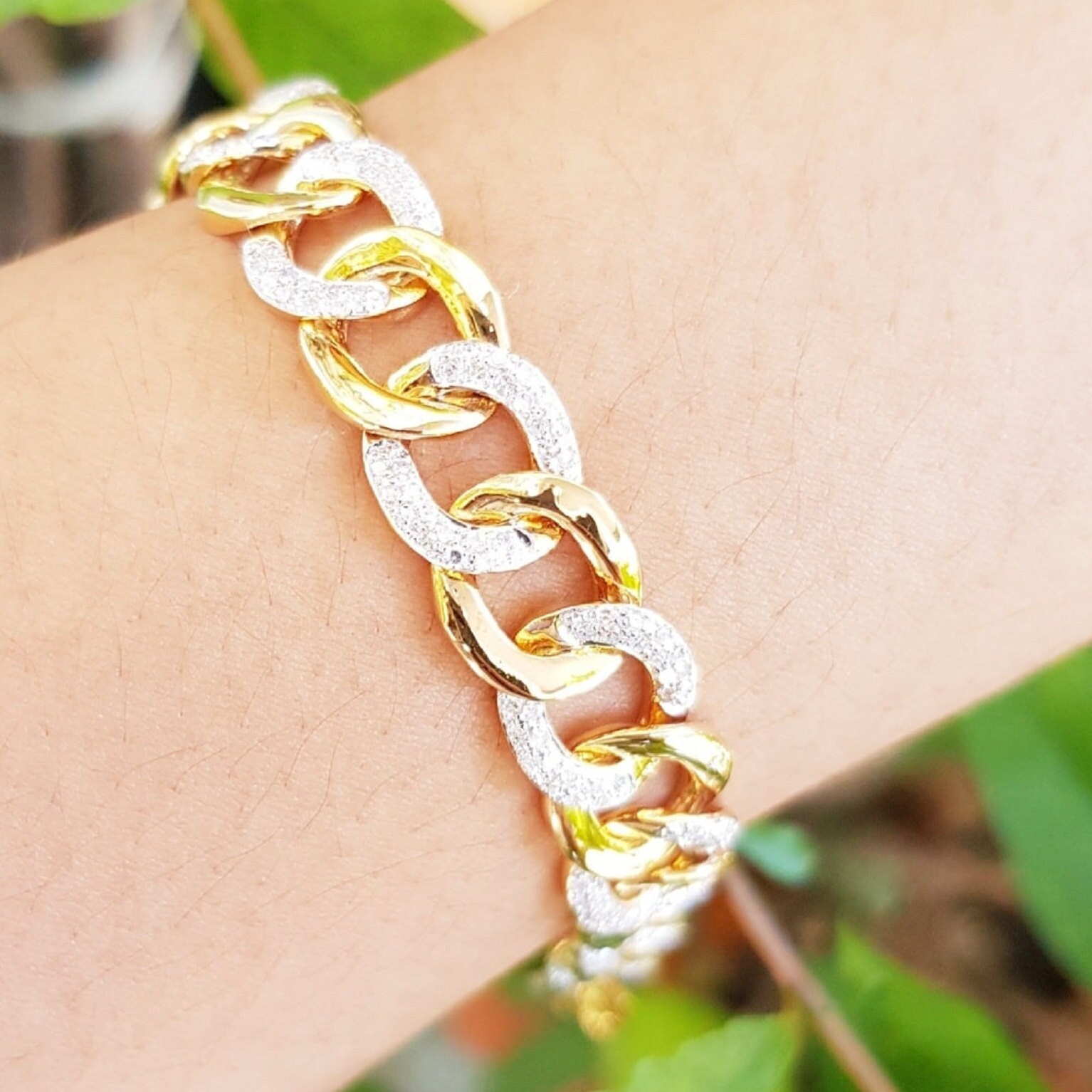 Zales Cuban Bracelet With Diamonds Ice Link for Men and Women Etsy UK