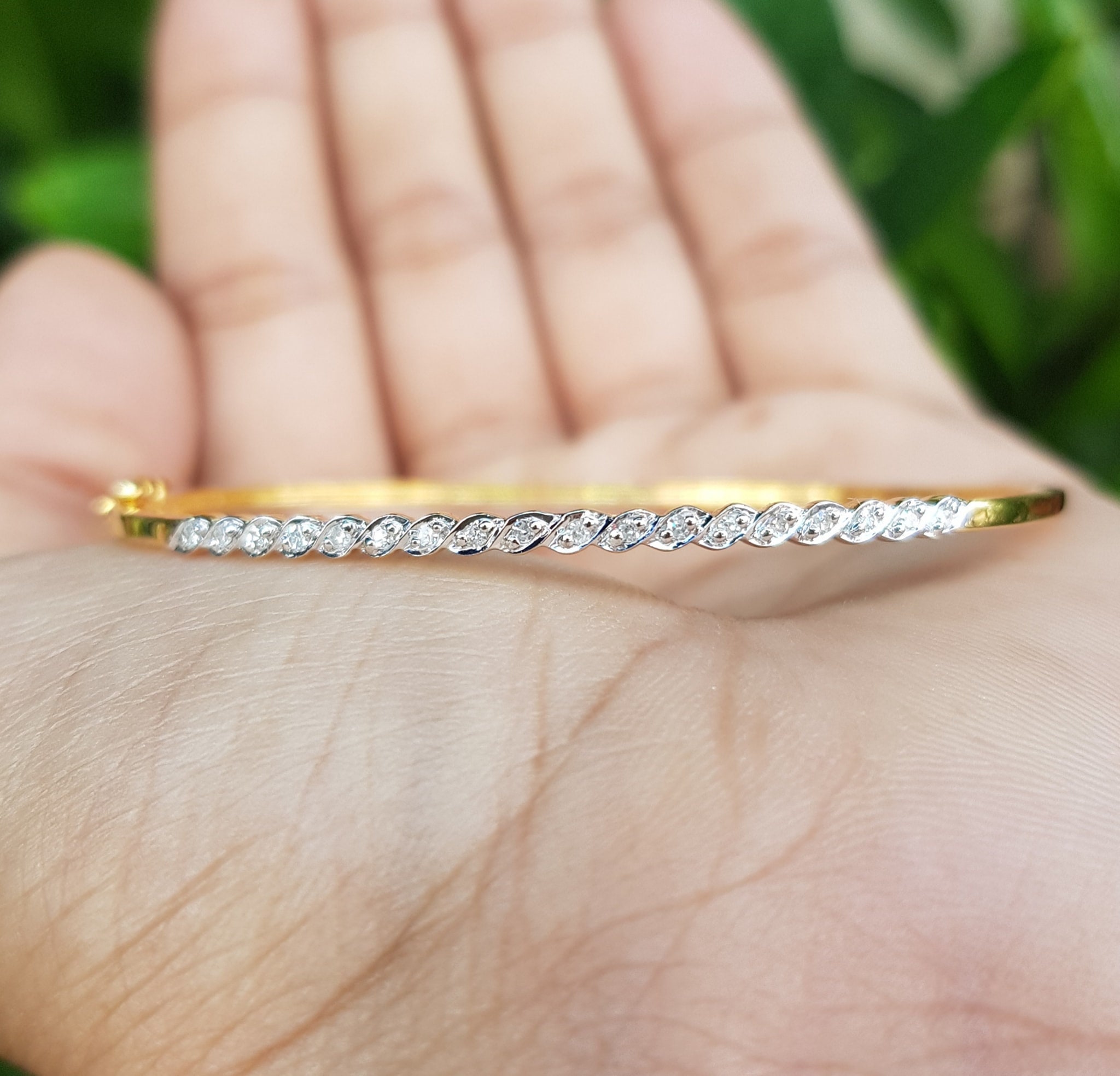 Diamond Bangle for Women & Men Spiral Pattern Gold Bangle Rose Etsy