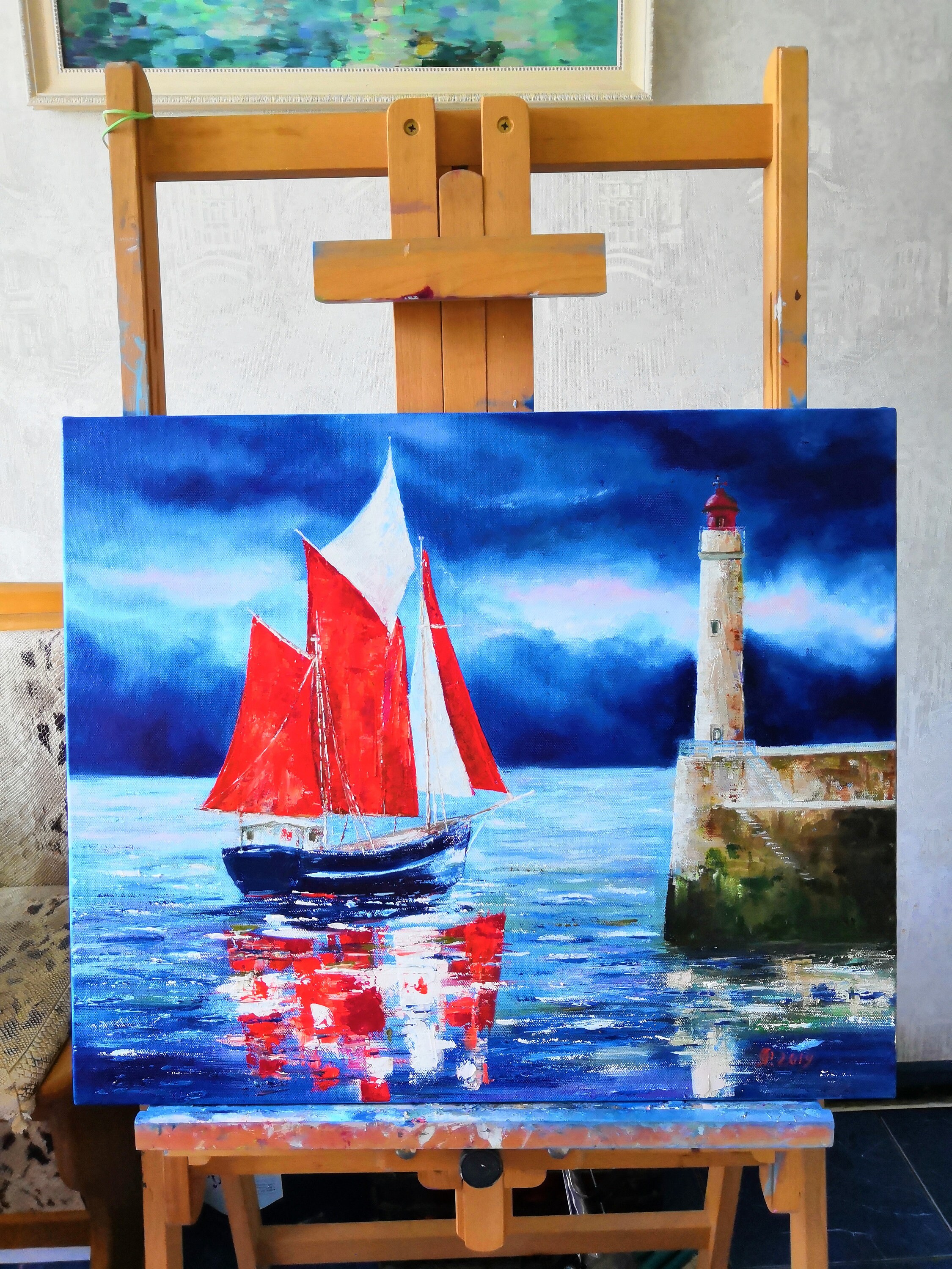 3-teilige Küsten-Leinwand Mit Segelboot-Motiv – 30,5x40,6 Cm, Gerahmt