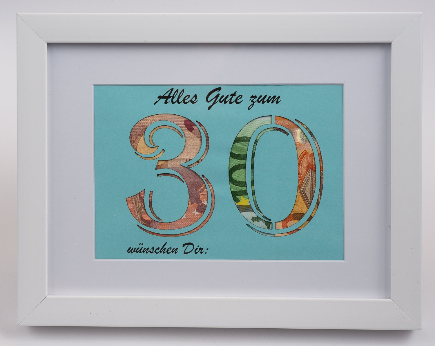 Geldgeschenk zum 30. Geburtstag Geldverpackung Hellblau Etsy.de