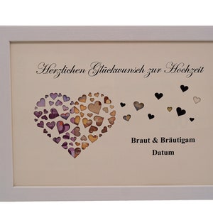 Geldgeschenk Herz Hochzeit MIT Bilderrahmen, Hochzeitsgeschenk personalisiert (mit Ihren Namen) L