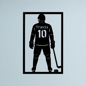 Personalized Hockey Gift Idea – Custom Name & Number Ice Hockey Wall Art – Sports Silhouette Decor for Players, Coaches, or Hockey Lovers