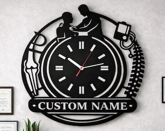 Personalized Physical Therapy Wooden Wall Clock | Custom Physio Gift | Medical Office Wall Art Decor Sign | Unique Gift for Therapist