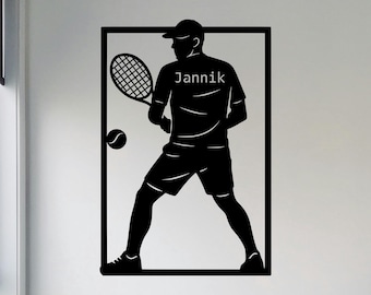 Cadeau personnalisé tennis - oeuvre d'art murale personnalisée de joueur de tennis - nom personnalisé de décoration de sport pour homme, garçon, entraîneur - décoration de chambre pour un amateur de tennis