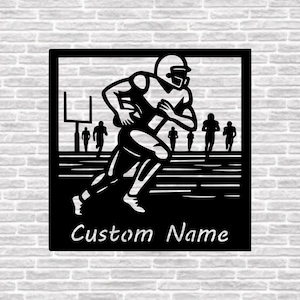 Custom Football Wooden Wall Decor – American Football Player Name Sign – Personalized Football Gifts for Men, Him, Boys, Sports Lovers