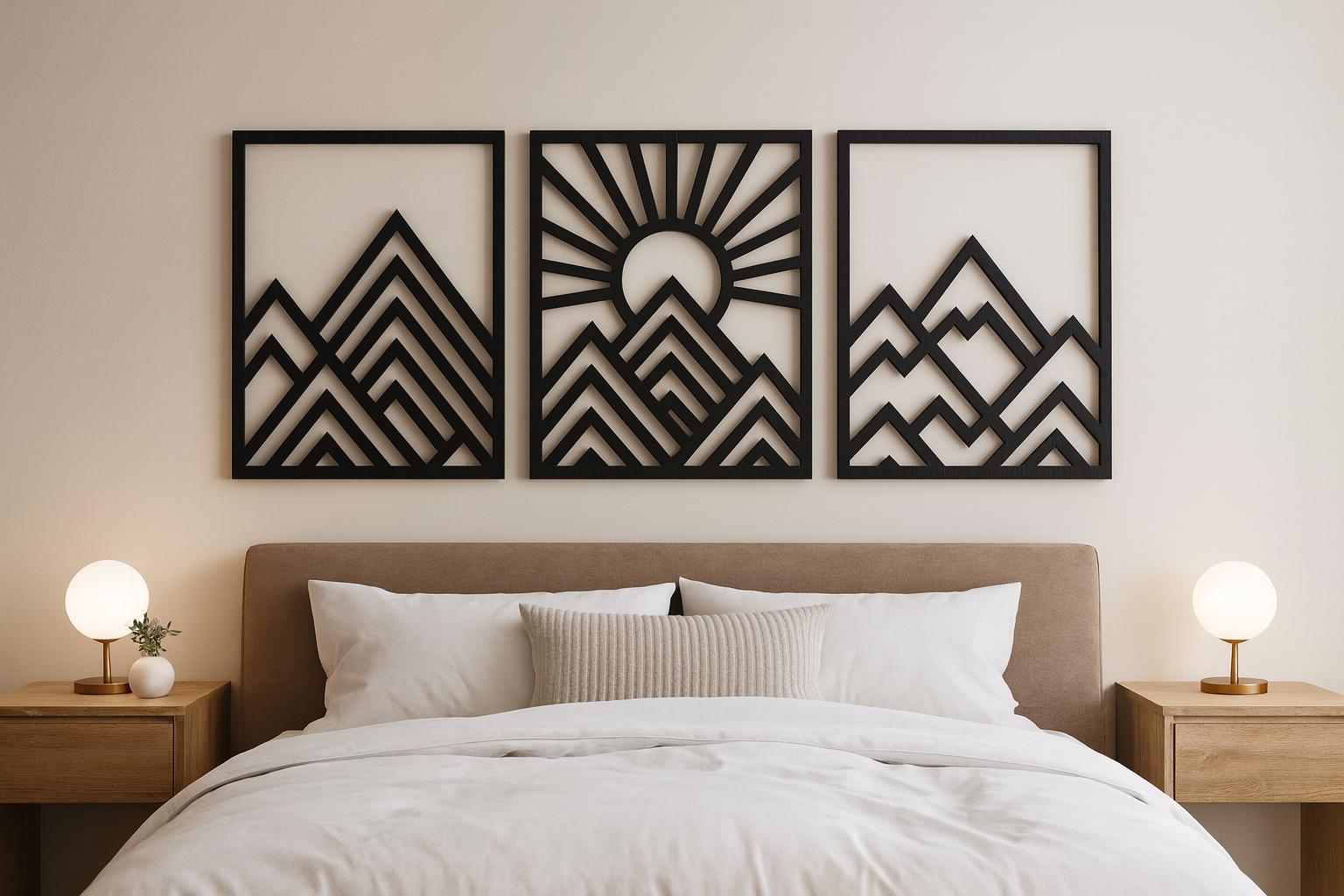 Geometric Mountain Wooden Wall Art Set of 3 – Modern Minimalist ...