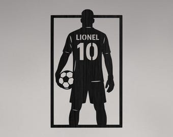 Personalized Soccer Gifts for Boys – Custom Name & Number Wood Wall Art – Wooden Sports Decor for Bedroom, Playroom, Man Cave or Game Room