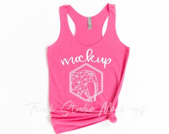6733 Vintage Shocking Pink Next Level Tank Mock Up Tank Top Etsy