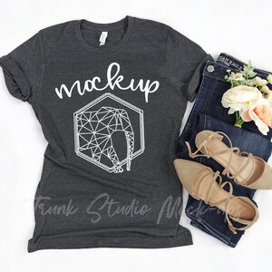Dark Grey Heather Bella Canvas 3001 Shirt Mock Up Womens Etsy