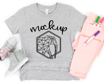 Bella Canvas 3001y Athletic Heather Shirt Mockup 100 Days Etsy