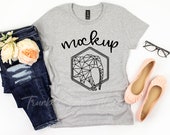Anvil 880 Heather Grey Women 39 s Shirt Mock Up, Anvil 880 Shirt Mock Up, Womens Anvil MockUp, Grey TShirt Mockup, Womens Shirt Flat Lay
