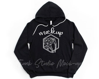 Bella Canvas 3719 Black Hoodie Mock Up Uni Sex Hooded Etsy